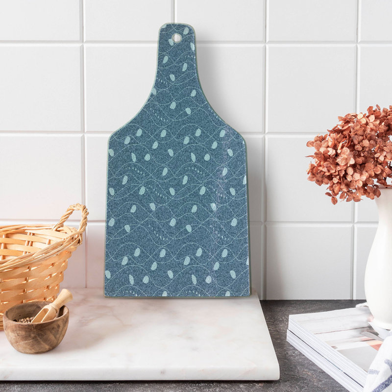 Ambesonne feuilles de verre trempé planche à découper branches sur ardoise bleu denim pâle