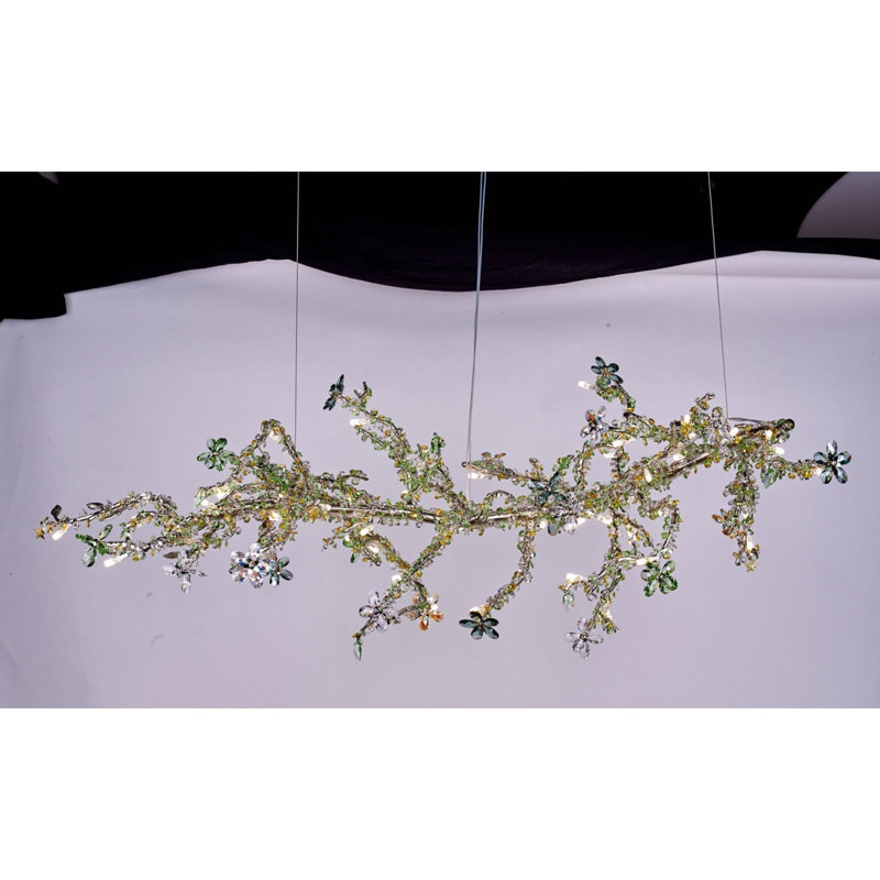 LUSTRE À FLEURS DE LA FLEURIE WIM623, Mixed Colours, 32" Long x 18" Depth x 18" Height, Bronze brossé