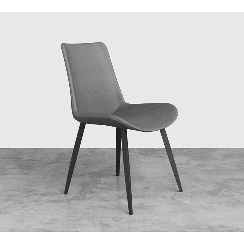 Luhey Vegan Leather Covered Dining Chair, Gray
