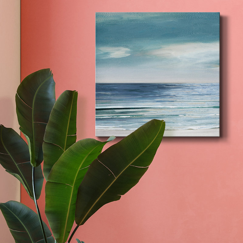 «Blue Silver Shore I», reproduction d'art sur toile tendue, H 16 po x l 16 po x P 1 po
