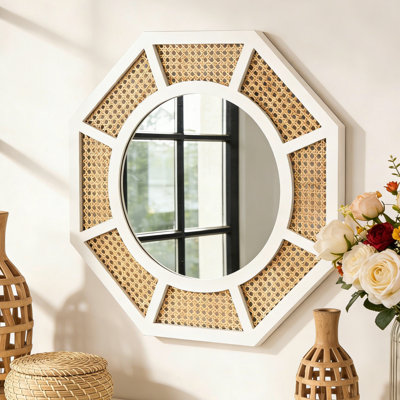 Brandy Rattan Wall Mirror Boho Mirror