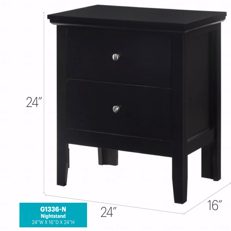 Élégante table de chevet transitionnelle noire, Noir