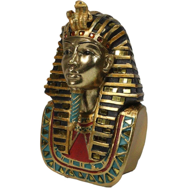 Masque de pharaon égyptien antique, cobra doré et vautour, 6,5 po