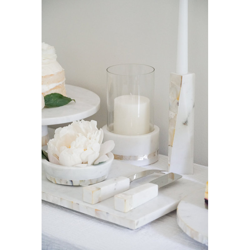 Mother Of Pearl Marble Hurricane Candle Holder
