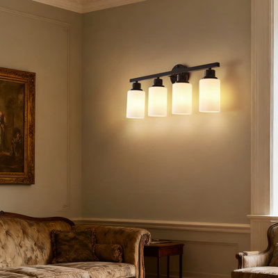 4-Light Wall Lamps with White Glass Shades, Sconce Lighting for Bedroom and Living Room