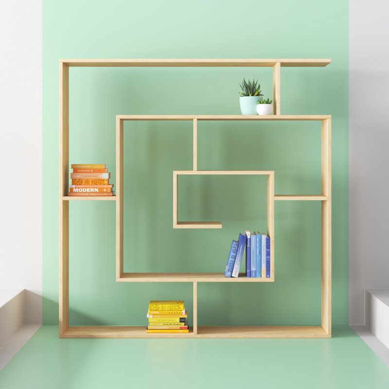 Abston Geometric Bookcase, Oak