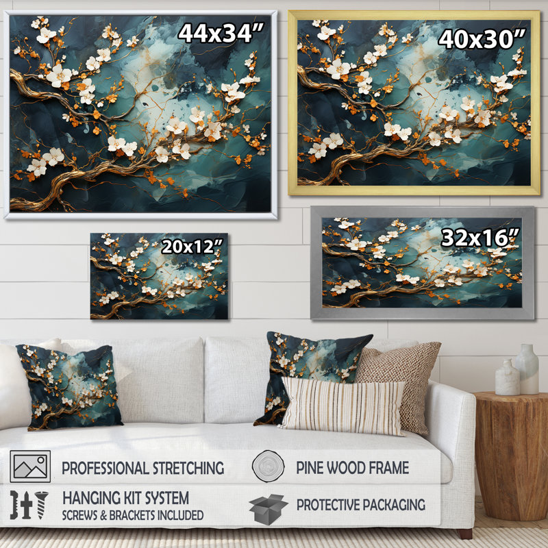 Or et vert abstrait marbre Aura V - décoration murale en marbre, Toile tendue, H 30 po x l 40 po x P 1,5 po
