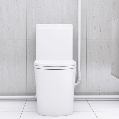 Toilet With 600W Advanced Technology: Dual Flush, 17.25" Comfortable Seat, Soft-Close, 3 Water Entries, White Modern Basement Featuring : Comfort Inlets,