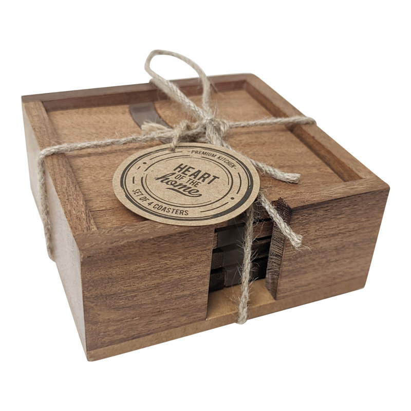 Wood Square 4 Piece Set
