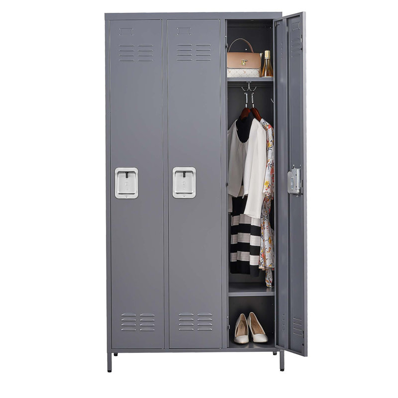 Durable Steel Three-Compartment Storage Locker with Enhanced Security and Easy Assembly for Versatile Use