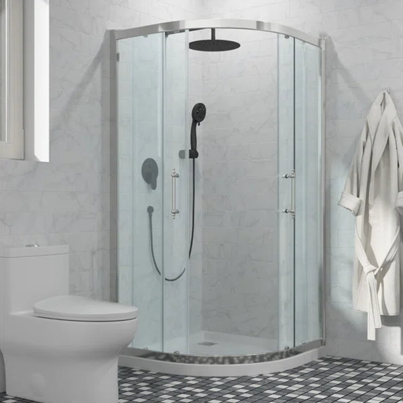 Porte de douche sans cadre double en verre trempé 36 po x l 74,67 po