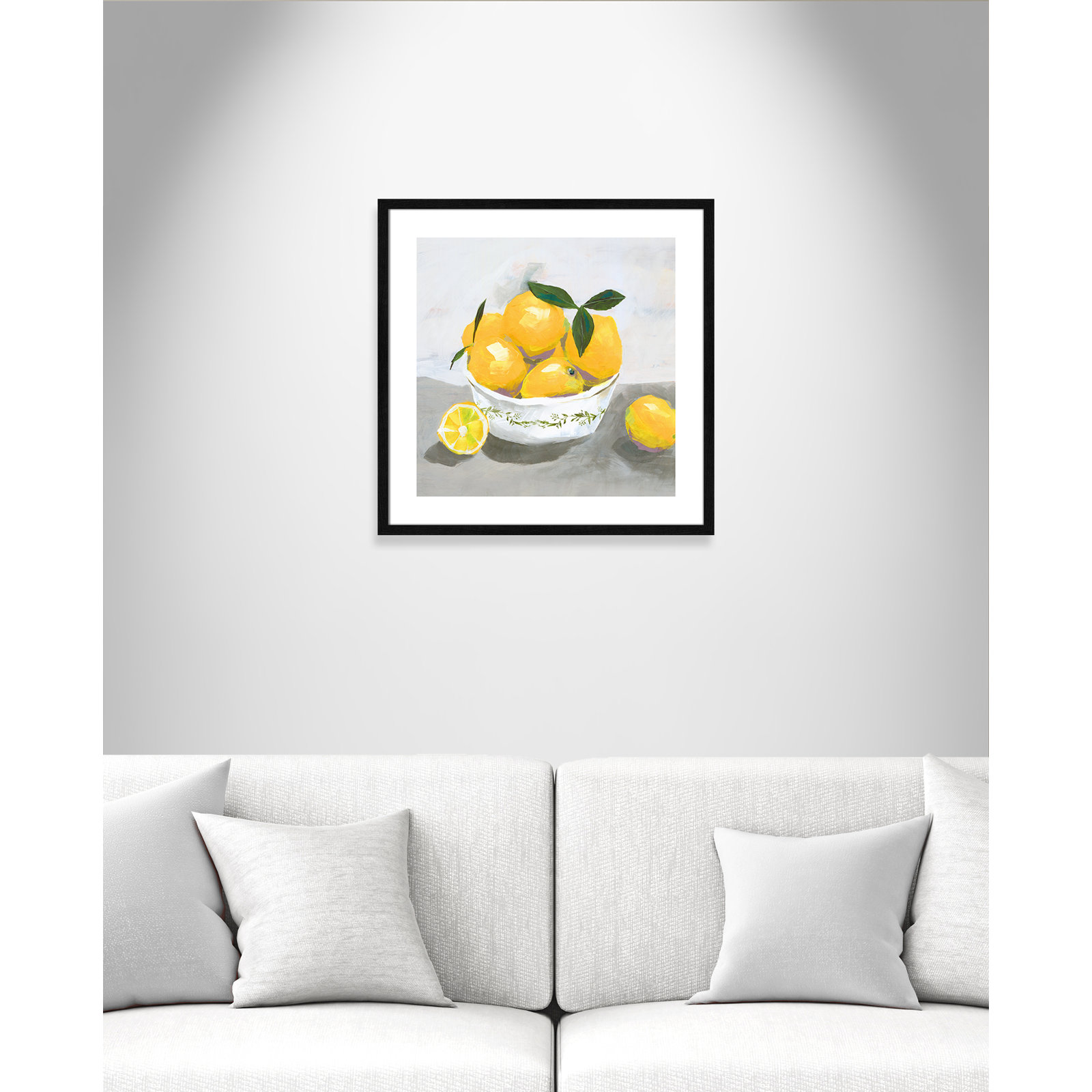 Hayons "Lemons" Painting by Isabelle Z, 24.75" H x 24.75" W x 0.75" D, Black Wood Framed Paper