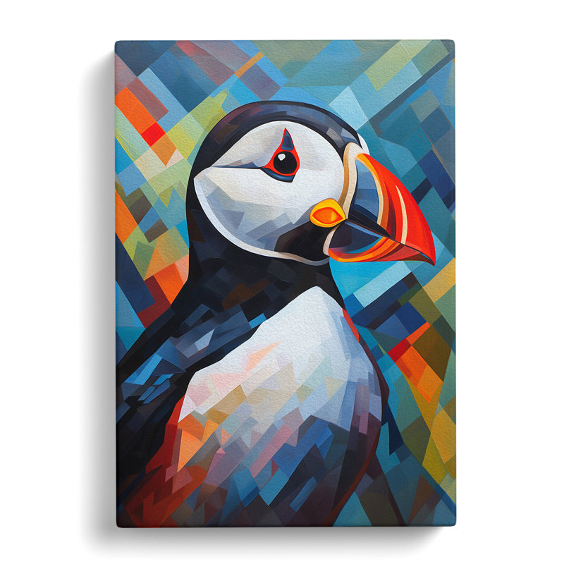 Puffin Constructivism Art - Wrapped Canvas, 60cm H x 40cm W x 3cm D