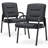 Set Of 2 Faux Leather Guest Reception Chairs With Fixed Armrests For Office Waiting Room