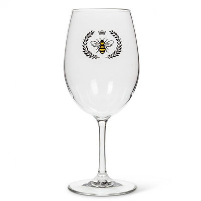 Bee In Crest Stemmed Wine Goblet
