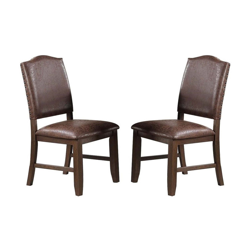 Ensemble de 2 chaises d'appoint en similicuir brun / rustique au fini classique espresso Classic Design