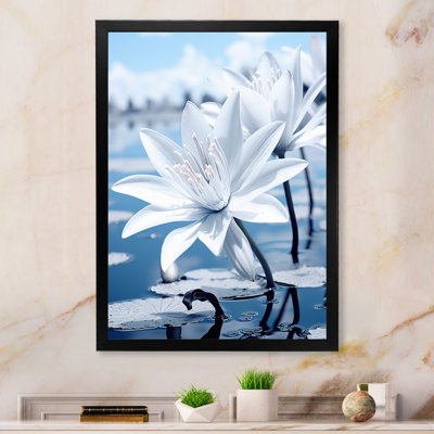 Huell Blue White Flower Field Jade Lily - Lilies Wall Art