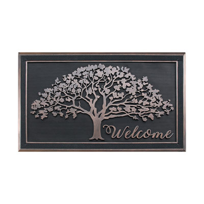 Offutt Oak Tree Design 100% Rubber Front Door Mat 30”x 48”, Non-Slip Welcome Doormat