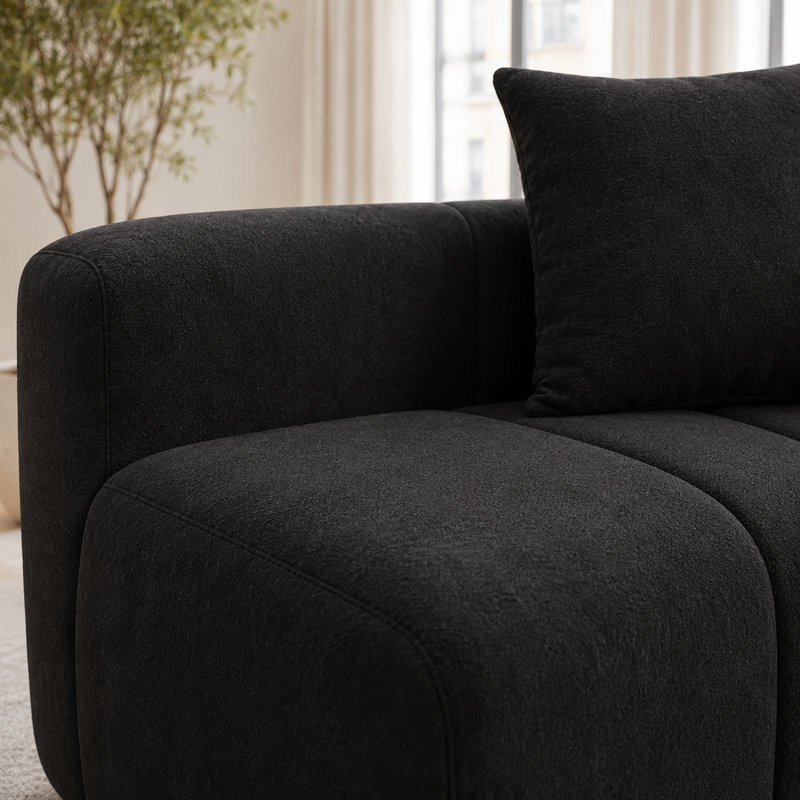 Upholstered 151 " Chenille Curved Sectional, Noir