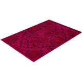 Overdyed One-of-a-Kind 4' 2" X 6' 2" Hand Knotted Area Rug