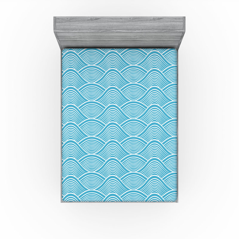 Drap-housse Ambesonne, paquet de 2, Drap-housse grand, Bleu ciel / blanc abstrait