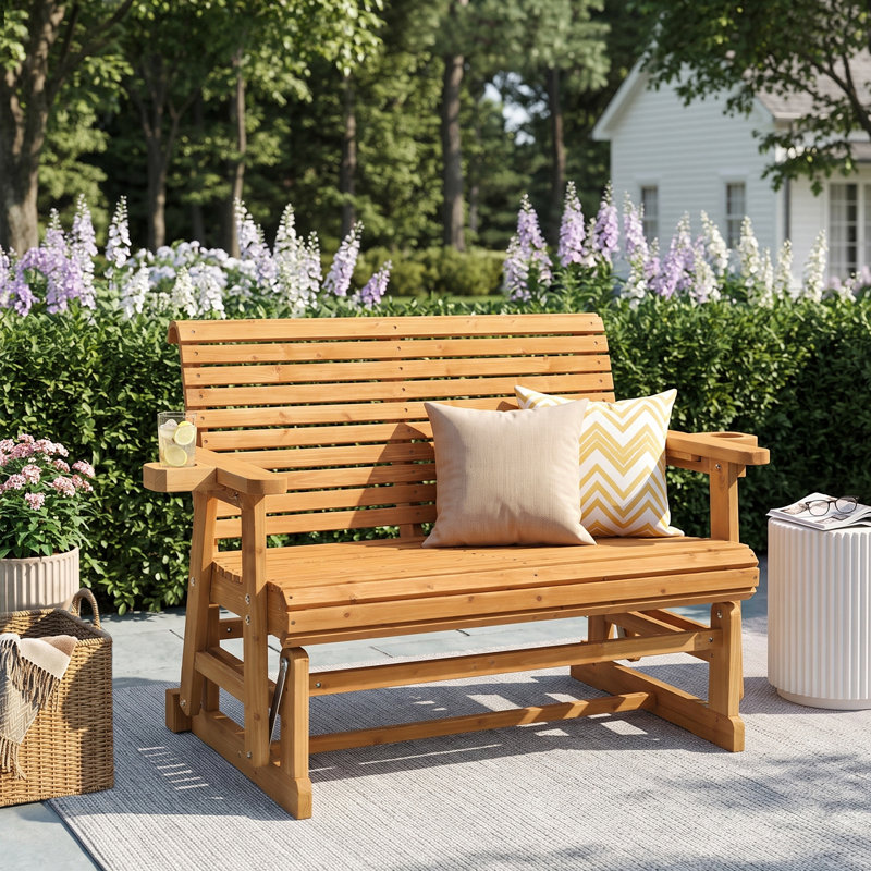 Solid Wood Two-Person Patio Glider, Teak