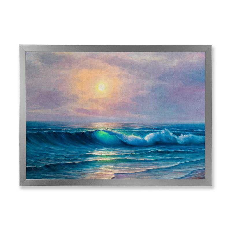 «Beautiful Sunset On Summer Wave II», reproduction d'art sur toile nautique et côtière, L 20 po x H 12 po