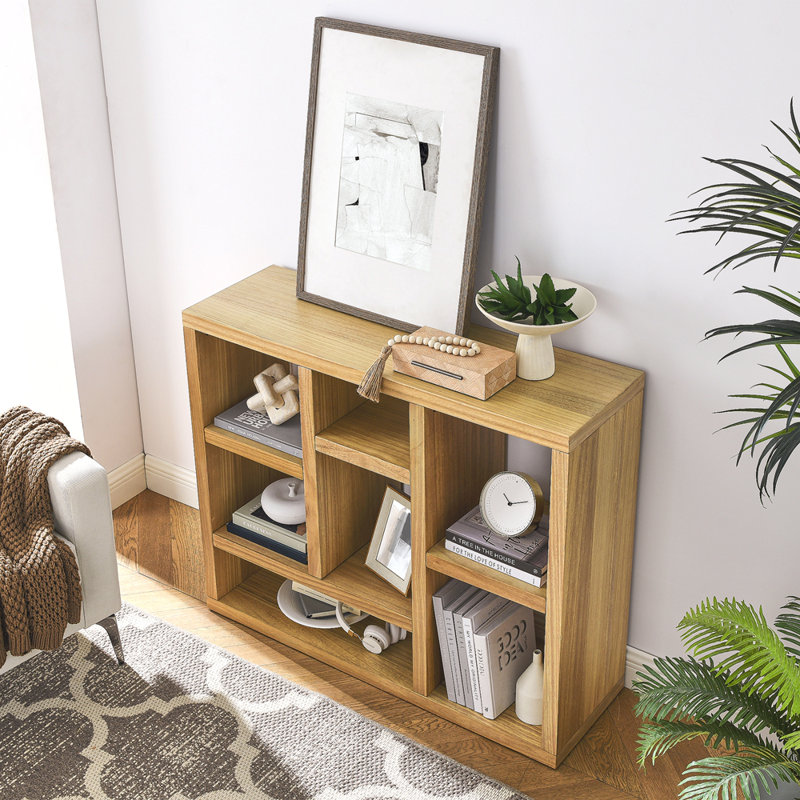 Open Wooden Open Shelf Bookcase, Freestanding Display Storage Cabinet With 7 Cube Storage Spaces, Floor Standing Bookshelf, Entryway, Living Room Storage Cabinet