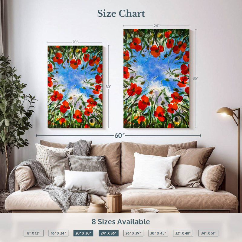 Harnek Springtime Red Poppies, 36" H x 24" W
