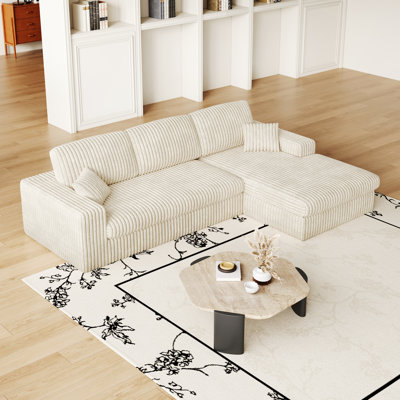 Modern Corduroy Modular Foam Sofa With Reversible Recliner Seat, 2-In-1 Design, 3 Cushion Neck Pillow And 2 Throw Pillows Combination