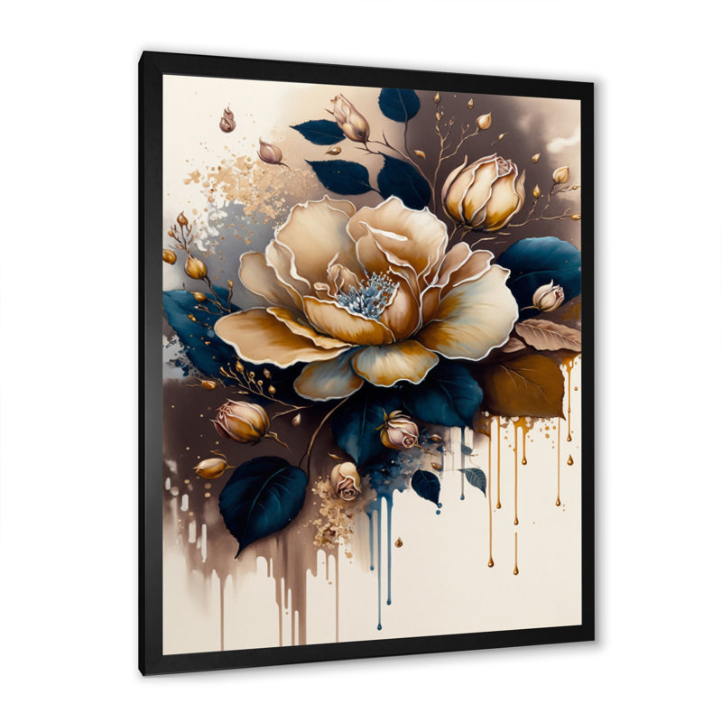 Art sur toile rose et brune, H 44 po x l 34 po x P 1,5 po, Impression noire sur toile encadrée