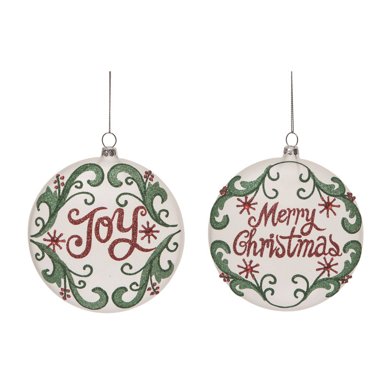  Ensemble de 2 décorations de Noël en verre peint à la main