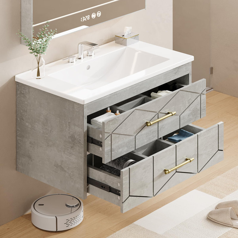 Meuble-lavabo 24 po avec lavabo, Gris, 24"