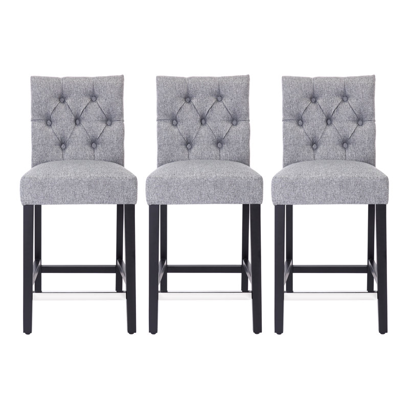 Wren Upholstered Counter Stool with Solid Wood Frame, Gray