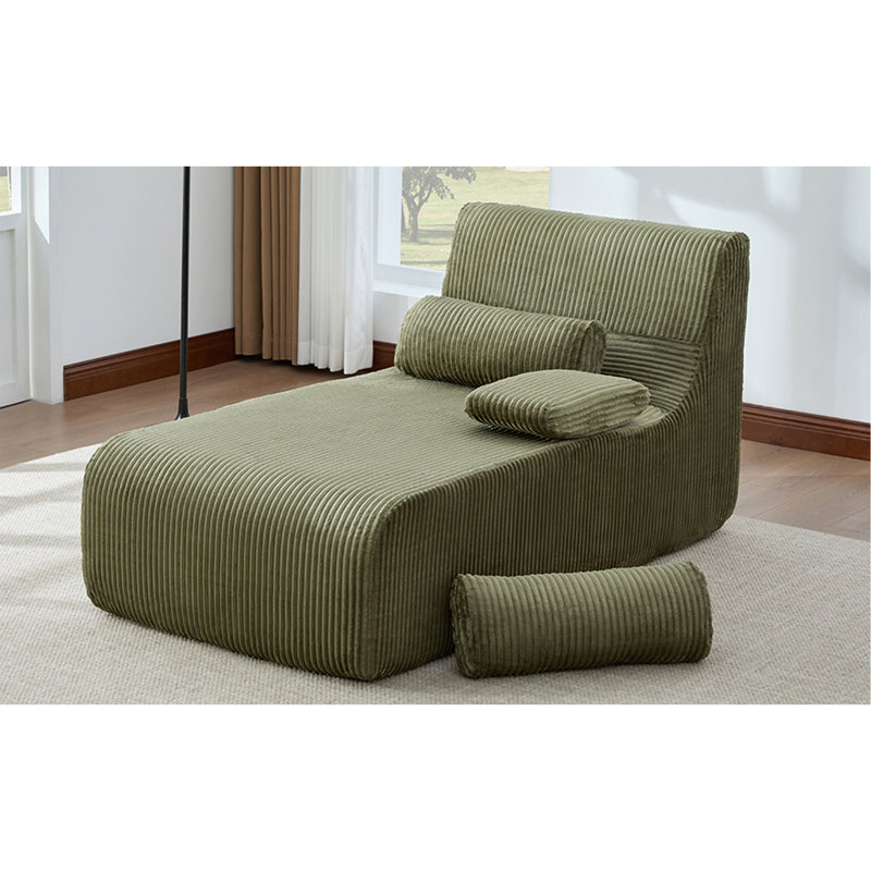 Canapé moderne sans méridienne 34,2 po, Velours côtelé vert, Vert
