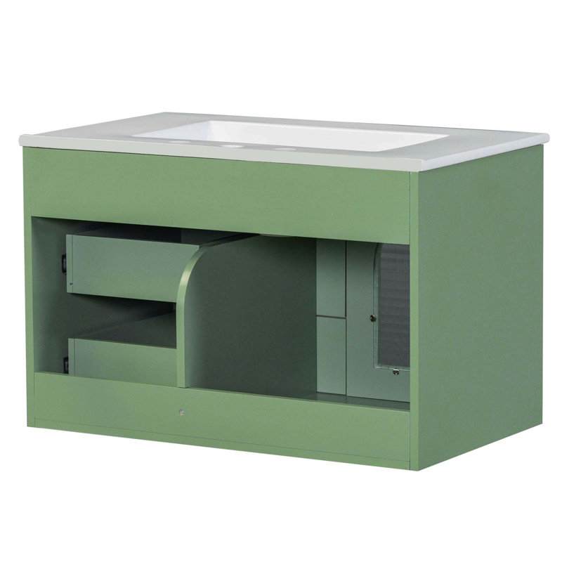 Ensemble de meuble-lavabo et armoire flottant Elegant - 1 porte et 2 tiroirs
