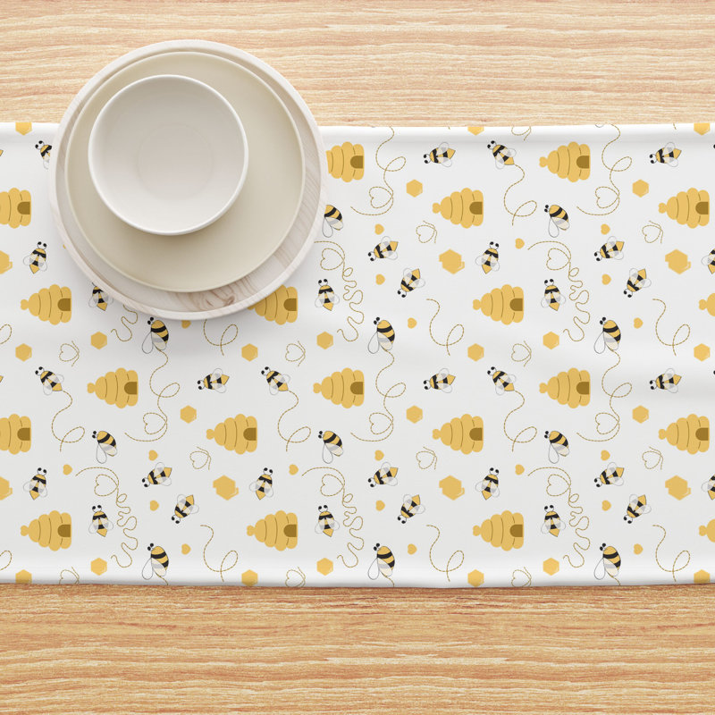 Table Runner, 100% Cotton, 16X108", Bees & Bee Hives, 108" x 16"