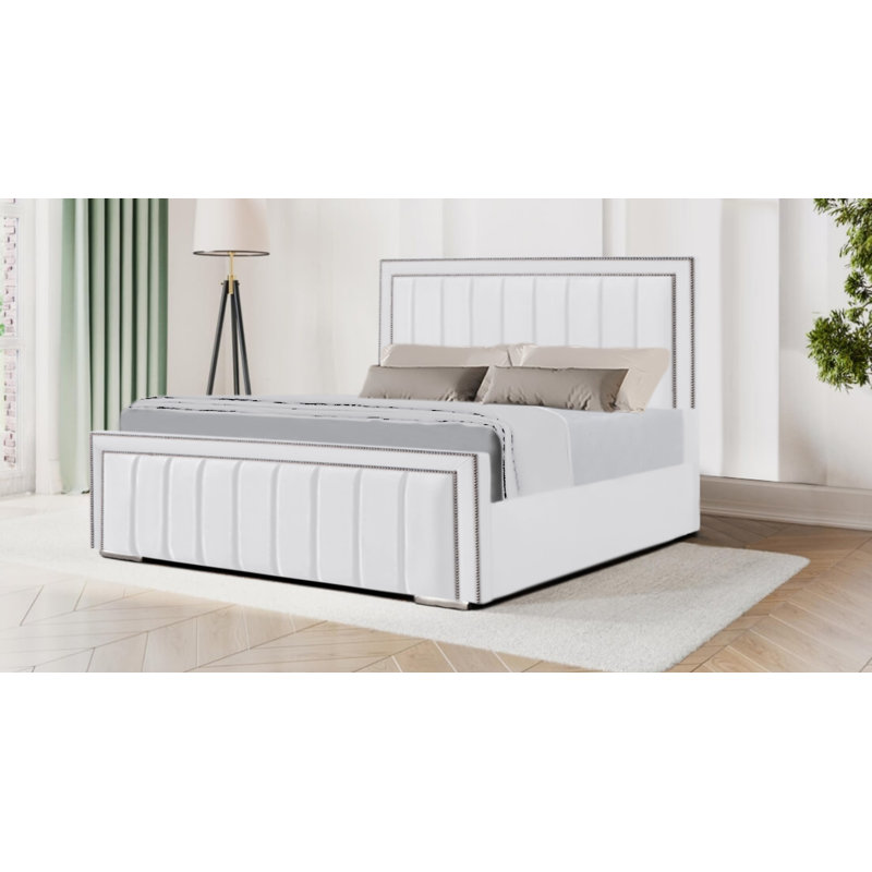 Devisha Upholstered Bed, Double, White