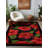 Minas Collection Digital Print Cotton-Polyester Green Red Black Floral Rug-1171040497