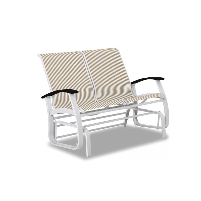 Belle Isle Outdoor Glider, Black P70, Gloss White, Nickel