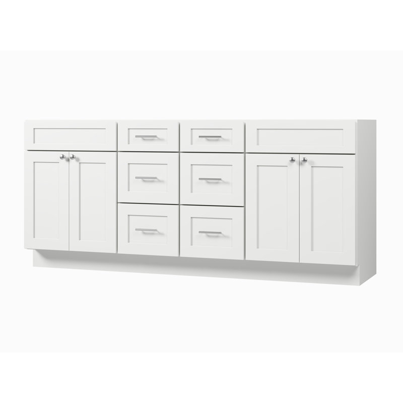 Disar 78'' Double Bathroom Vanity Base only, White