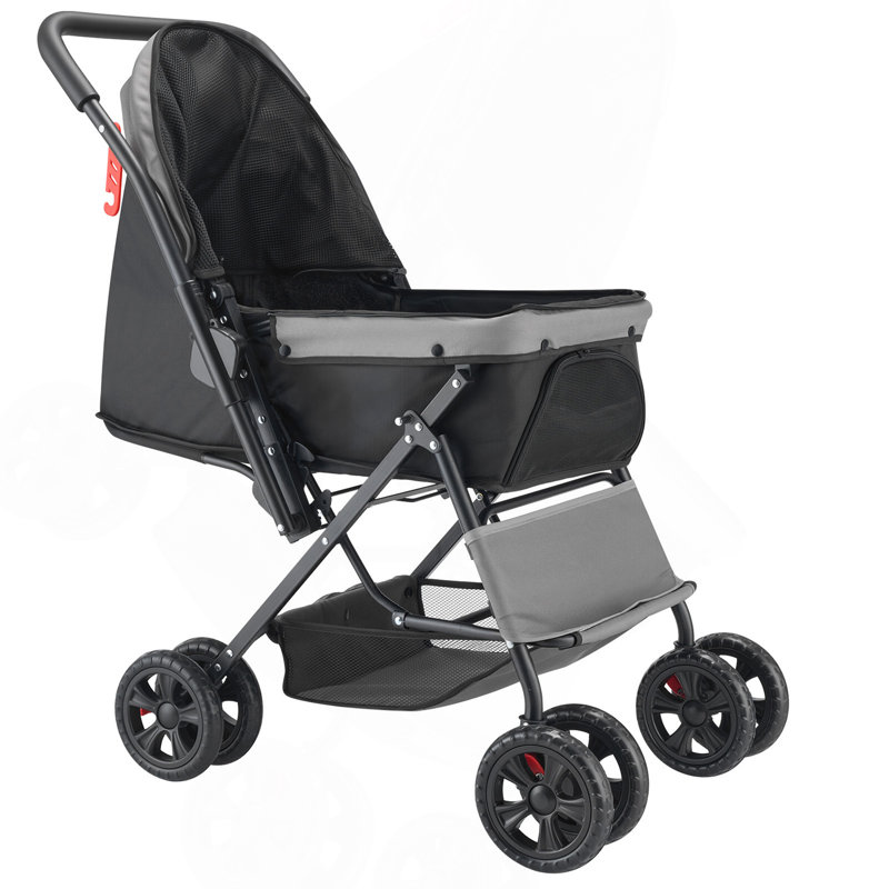 Poussette pour chien pliable pour animaux 4 roues avec poignée réversible jusqu'à 44 lb