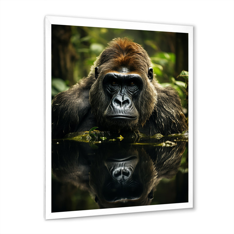«Gorilla Serenity», photographie sur toile, Cadre simple blanc, H 40 po x l 30 po x P 1,5 po