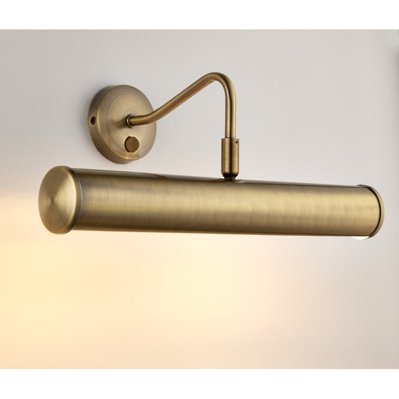 1 - Light Hardwired Wall Mounted Picture Light, 18.5 cm H x 35.5 cm W, Antique Brass