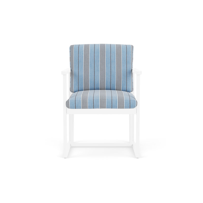 Summit Outdoor Dining Armchair, Ebony, Hansen Sky, White