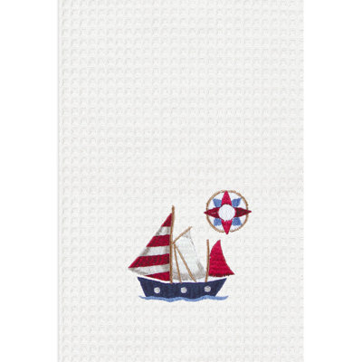 Sailboat Cotton Waffle Weave Kitchen Towel