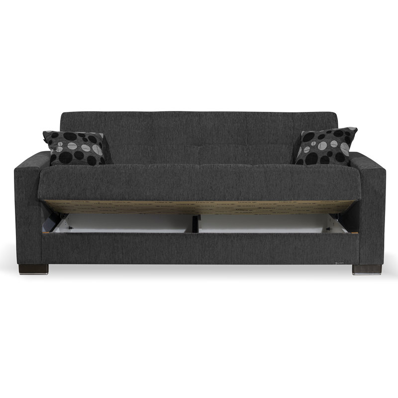 Annalice 88 in. Fabric Upholstered 3-Seater Twin 3-in-1 Sleeper Sofa Bed with Storage, Chenille Dark Gray