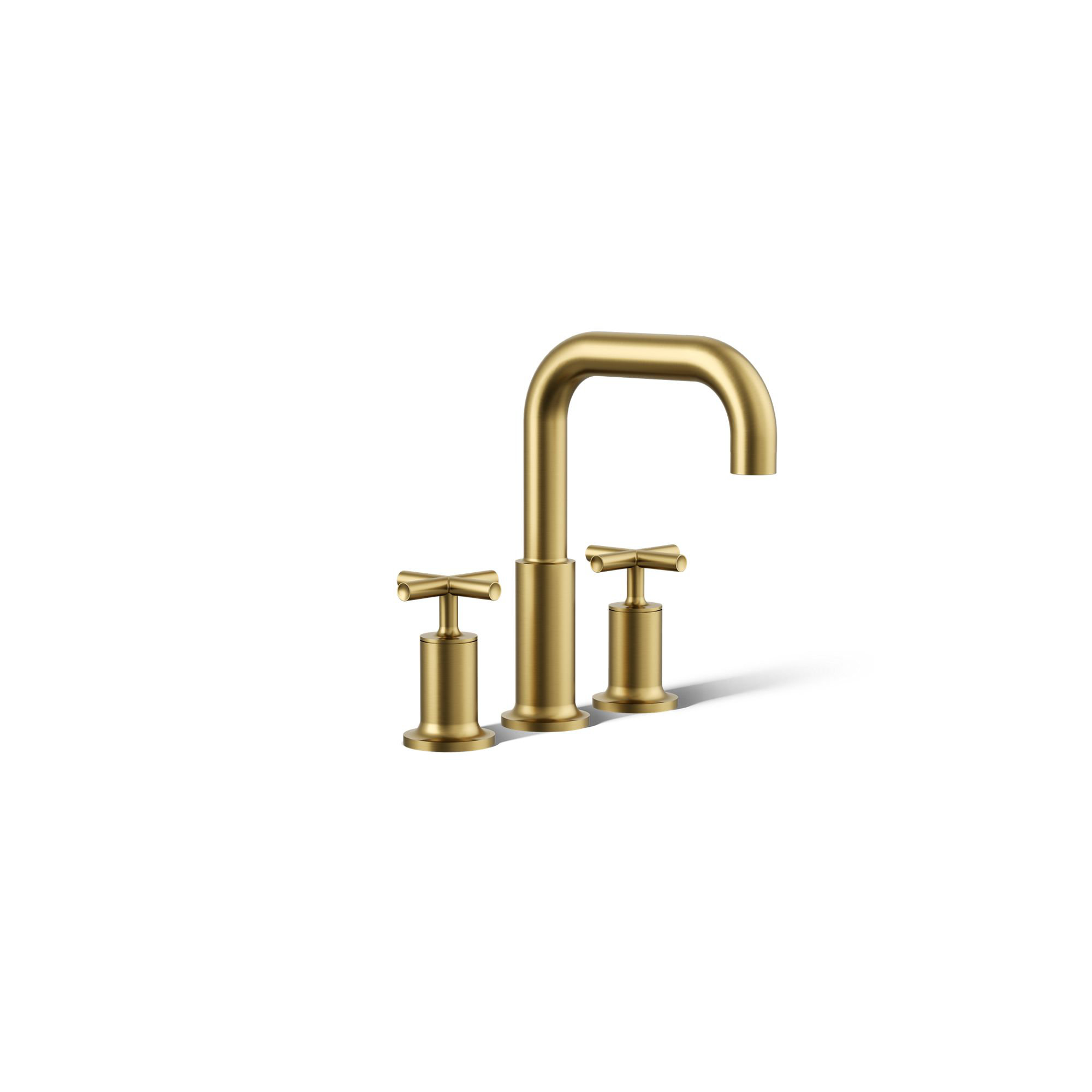 Purist Deck-Mount Bath Faucet Trim for High-Flow Valve with Cross Handles, Vibrant Brushed Moderne Brass