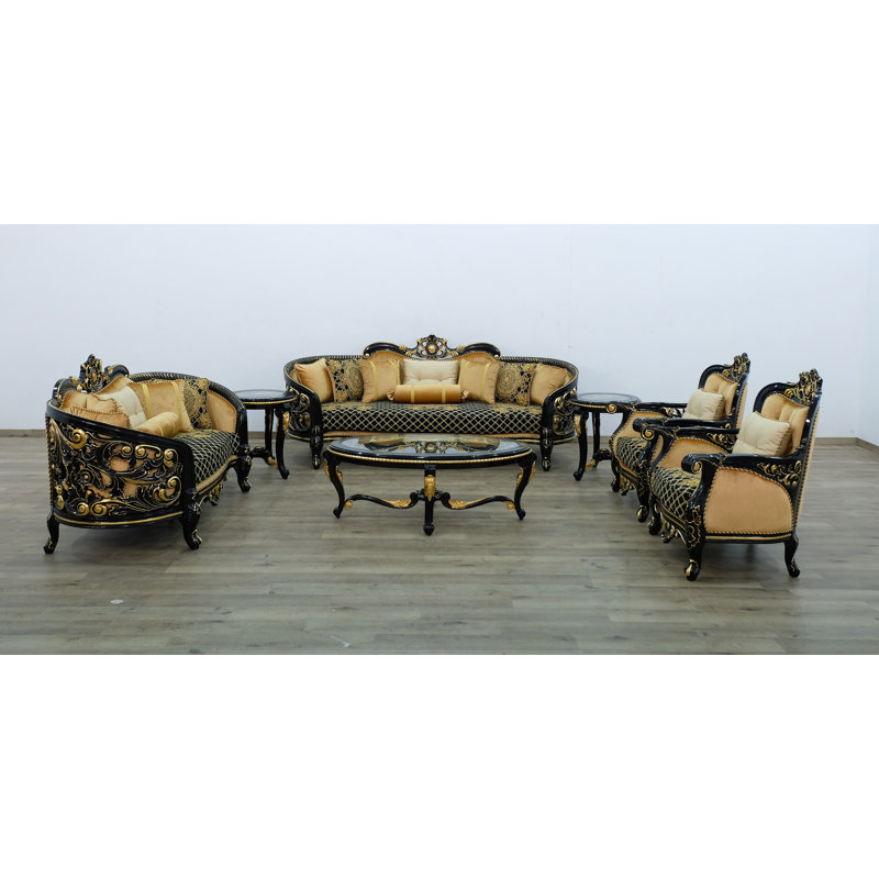 Sofa, Black/Gold/Brown
