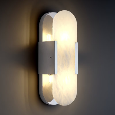 2-Light Wall Mounted Sconce with Alabaster Shade (Bulbs Included)